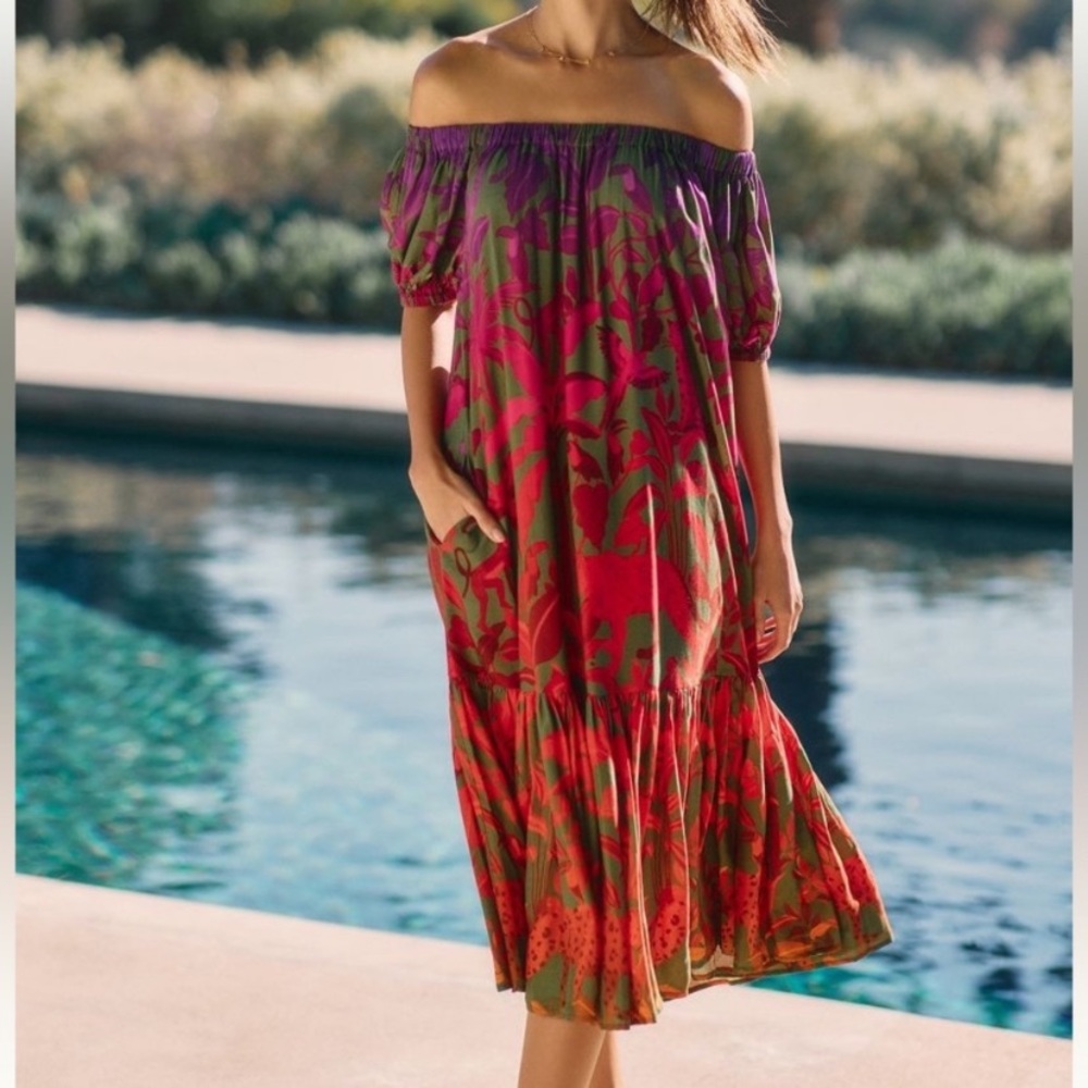 New FARM Rio Off The Shoulder Coverup Dress